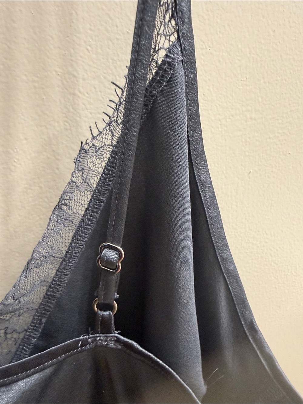 Victoria's Secret Slate Gray Satin Lace-Trim Slip nighty nightgown - Picture 5 of 10